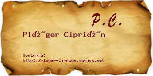 Pláger Ciprián névjegykártya